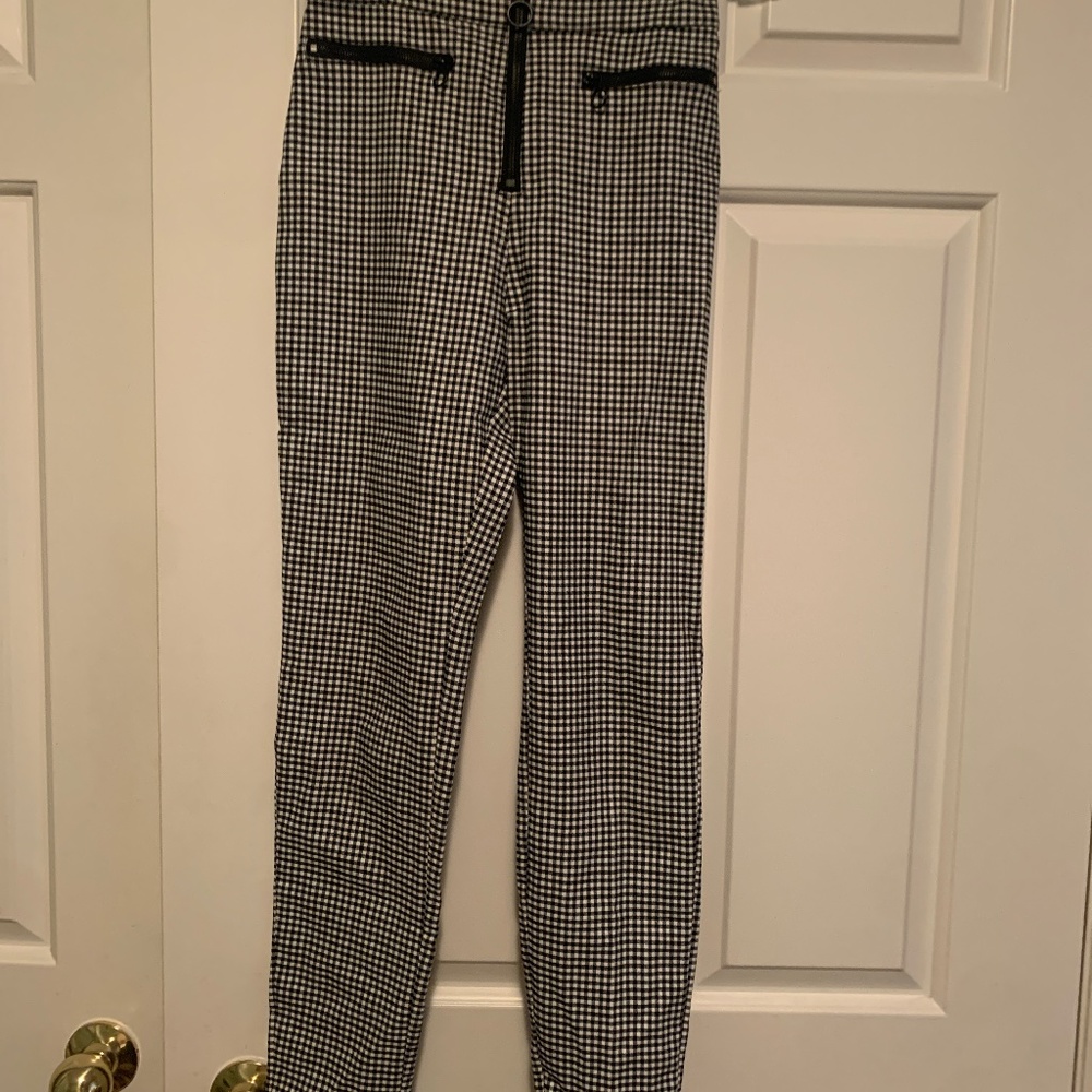Black and white checked pants